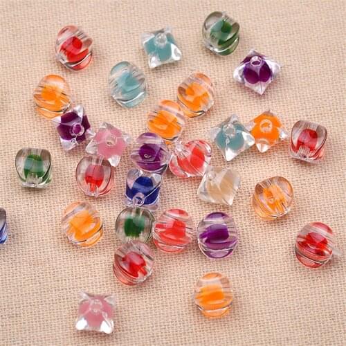 New Bead in Bead Style Transparent Acrylic Colorful Jewelry Bicone Beads 10mm 12mm Plastic DIY Ornament Accessories Beading