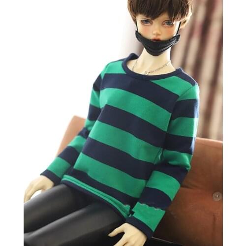 BJD doll clothes is suitable for 1/3 SD Uncle striped round neck shirt inks + green long sleeve hoodie doll accessories