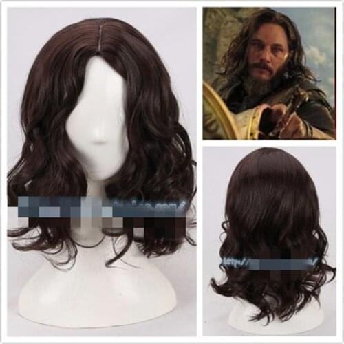 World of Warcraft Sir Anduin Lothar Costume synthetic hair cosplay wig brown curly wig + wig cap