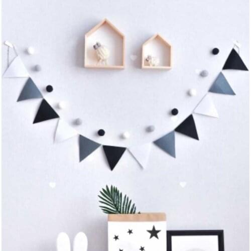 Quality Grey Black White Pennants Bunting Banner Wedding/Valentines day/birthday party Flags Hang Garland Decoration Supplies