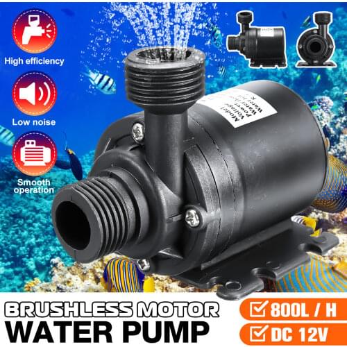 DC 12V/24V 5M 800L/H Portable Mini Brushless Motor Ultra-quiet Submersible Water Pump for Cooling System Fountains Heater