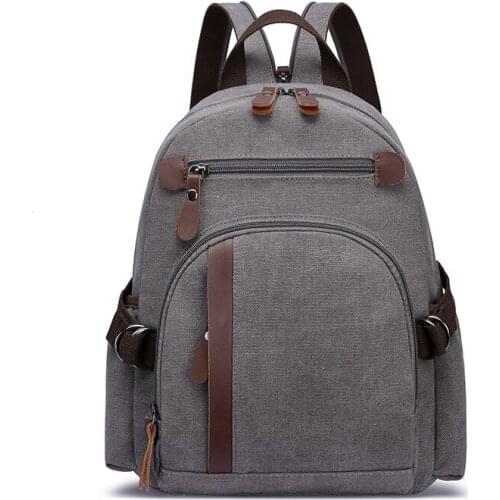 Casual Canvas Small Travel Backpack Unisex Back Zipper Pocket Anti Theft Backpack Women School Solid Book Bag Man Rucksack 2021
