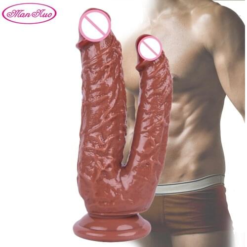 Man Nuo Realistic Dildo for Women Double Head Huge Anal Dildo Sex Toys Big Dick Penis with Suction Cup Female Strapon Adult Toys