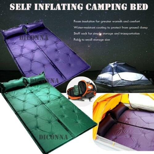 Self Inflating Camping Roll Mat Pad Sleeping Bed Inflatable Pillow Air Mattress