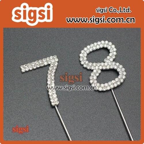 Silvery Rhinestone Cake Topper For Birthday And Wedding