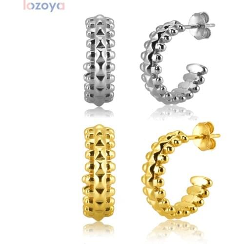 LOZOYA 100% 925 Sterling Circle Round 2021 Silver Gold 17mm Pendiente Hoops Piercing Earring NewLuxury Large Fashion Jewelry