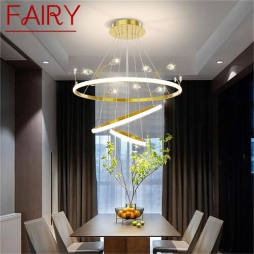 FAIRY Contemporary Pendant Light Nordic Round LED Lamps Crystal Fixtures for Home Living Dining Room