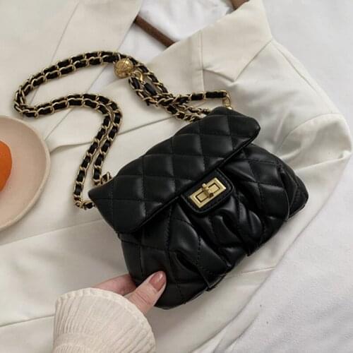 Mini Chain PU Leather Crossbody Bags For Women Fashion Simple Chain Shoulder Handbags And Purses Womens Branded Trend Hand Bags