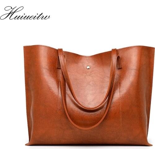 Waxing Leather bucket bag Simple Double strap handbag shoulder bags For Women 2020 All-Purpose Shopping tote sac bolsa feminina
