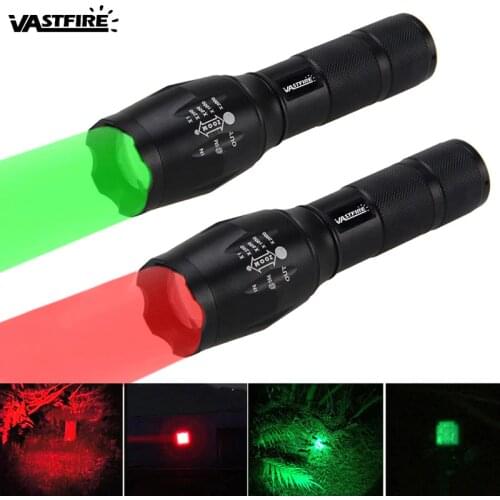 Scout Light Tactical LED Flashlight 5000LM XM-L T6 Military Red/Green Tactical Zoomable Hunting Weapon light for Outdoor Sports