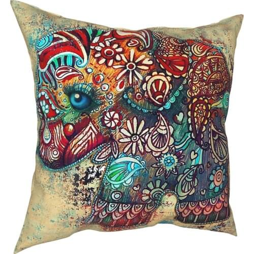 Vintage Elephant Pillow Case Home Decorative Cartoon Animal Cushion Cover Throw Pillow for Car Polyester Double-sided Printing