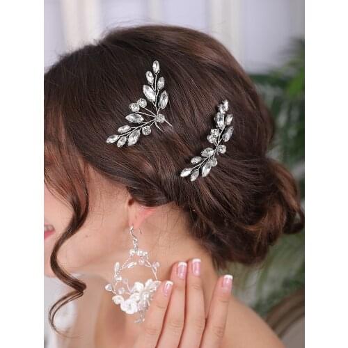 Silver Color Hairpin Rhinestone Headpieces Bridal Headwear Prom Party Classic Women Hair Jewelry Chic Hair Clip For Bride