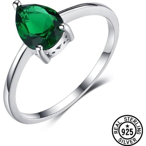 Dyson 925 Sterling Silver Rings For Women Russian Created Nano Emerald Pear Delicate Ring Girls Gifts Classic Fine Jewelry