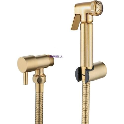 Golden copper Bidet Shower Faucet Shattaf bath washing Bidet Faucet Muslim Ducha Higienica Tap Toilet Bidet value sprayer
