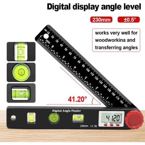 1Pcs 230mm 4 in1 Digital Protractor Angle Ruler Spirit Level Universal Level Ruler Woodworking Angle 360 Degree Angle Protractor