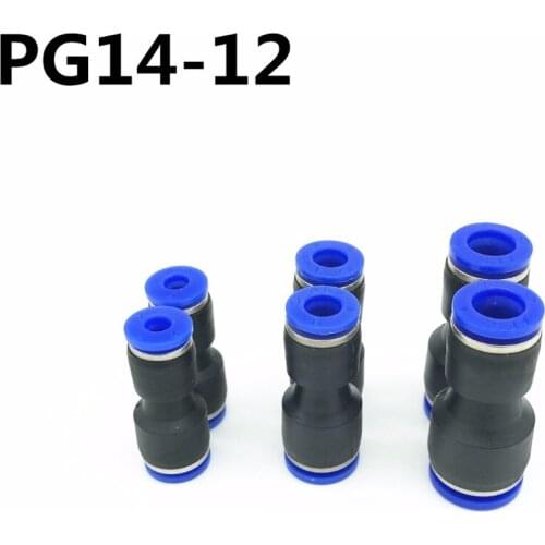 10Pcs PG14-12 14mm to 12mm Pneumatic Fittings Push In Straight Reducer Connectors For Air Water Hose Plastic Pneumatic Part