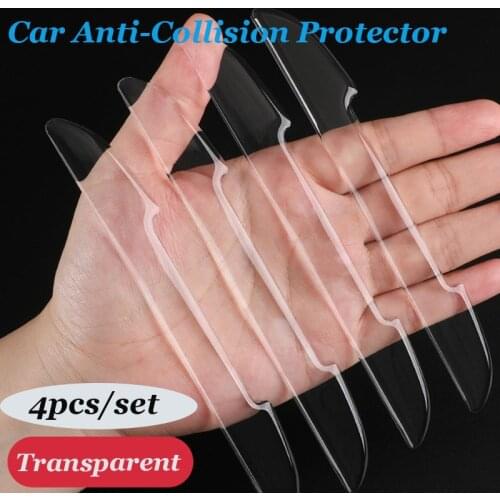 4pcs Car Door Transparent Anti-collision Protector Bar Stickers Side Edge Protection Guards Rear View Mirror Cover Protection St