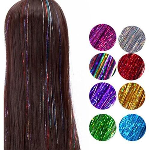 600Pcs Hair Tinsel False Extension Women Rainbow Dreadlocks Synthetic Laser Bling Decoration Glitter Party Hair Accessories