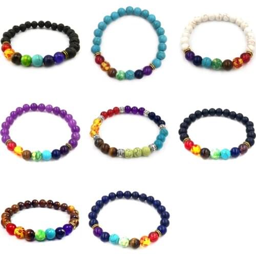 7 Chakra Beaded Bracelet Natural Lavas Stone Diffuser Bracelet for Unisex TT@88