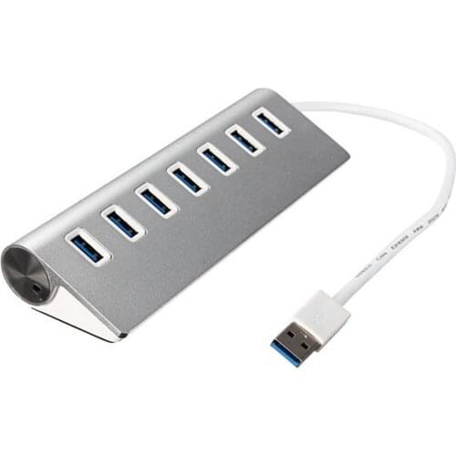 7 Ports USB 3.0 Hub High Quality USB Splitter Adapter Super Speed Up To 5Gbs for Computer USB Hub for Laptop -Silver