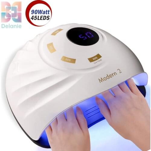 90W Nail Drying Lamp Dual Light UV LED Lamp For Curing All Gel Varnish Quick Nail Dryer WIth Fan Smart Sensor Nail Salon Lamp