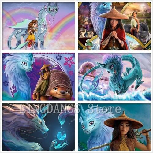 Disney 5d Diy Diamond Painting Cartoon Movie Raya And The Last Dragon New Diamond Mosaic Embroidery Cross Stitch Art Home Decor