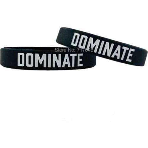 100pcs Inspirational Quote DOMINATE wristband silicone bracelets free shipping by ePacket A