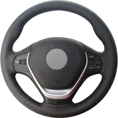 Black Genuine Leather Hand-stitched No-slip Car Steering Wheel Cover for BMW F20 F21 F22 F23 F30 F31 F34 F32 F33 F36