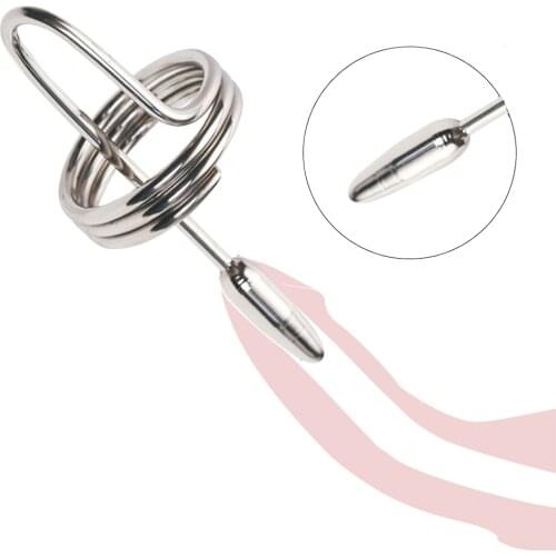 Stainless Steel Urethral Plug Penis Extrusion Metal Glans Cock Ring Sex Toys For Men Urethra Sounds Dilators Sextoys
