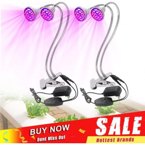 2pcs/lot Dual Head LED Grow Light Full Spectrum Fitolamp Plant Growing Lamp Bulb for Indoor Desktop Flowers Seeds Growbox