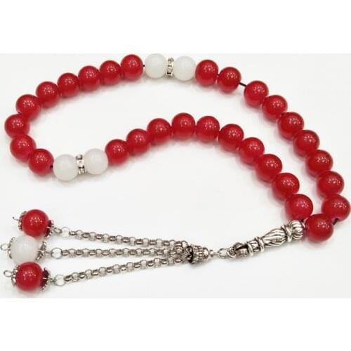 Tesbih Store Crystal red beads islamic tesbih prayer beads 10mm
