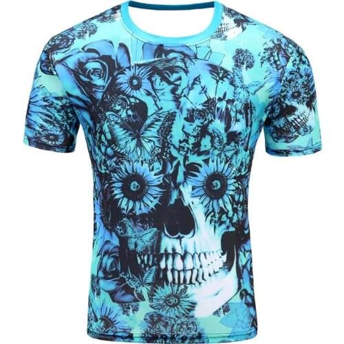 Top Men T Shirt Fashion flower skeleton 3D Printed T shirt Casual Short Sleeve O-neck T-shirt Men Tee Shirts plus size M-4XL