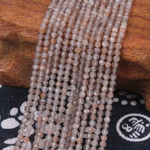 2mm 3mm Natural Moonstone Multi Color Round Faceted Gemstone Loose Beads DIY Accessories for Jewelry Necklace Bracelet Making