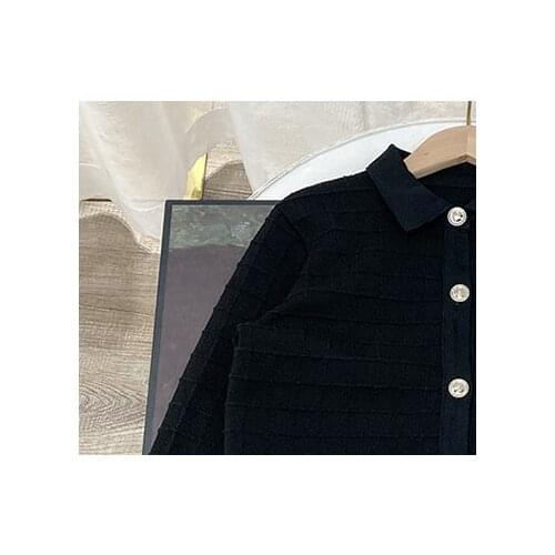 2021 Spring and Summer New Long Sleeve Black Knitted Cardigan and Dress