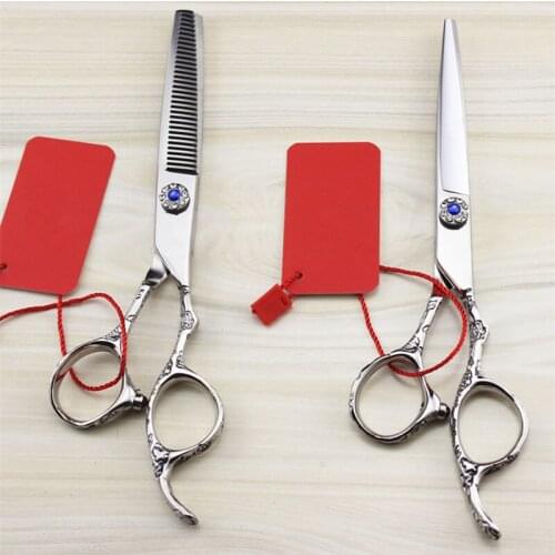 Professional japan 440c 9cr 6 '' Plum handle hair scissors cutting barber makas hair salon thinning shears hairdressing scissors