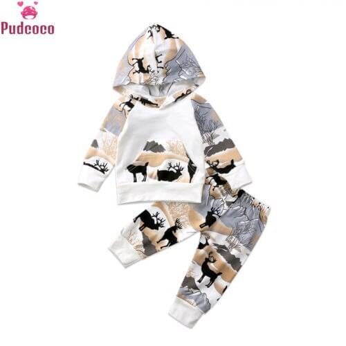Pudcoco Fall Infant Clothing Toddler Kid Baby Boys Clothes 2019 bebe Warm Hooded Tops Deer Pants Outfits Clothes Newborn Set