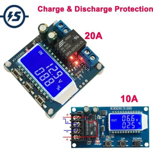 Lithium Battery Charge Controller Battery Protection Board 6V-60V LCD Display Battery Charging Control Board 10A 20A