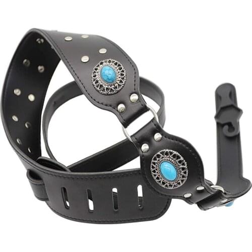 Guitar Strap, Imitation Antique Jewelry Inlaid, Adjustable Length, Suitable for Acoustic/Classical Guitar Strap