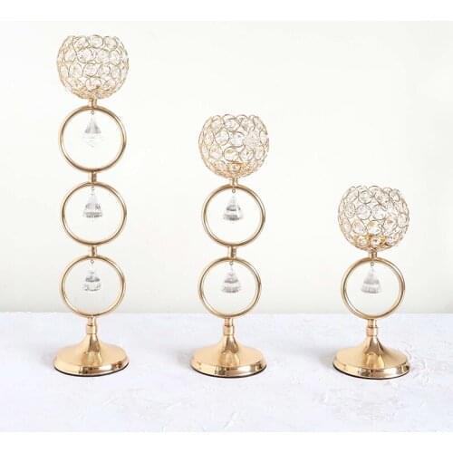 Romantic Gold Crystal Candlestick Wedding Decor Table Centerpiece Candle Holder Home Candelabra centro de mesa decorativo sala