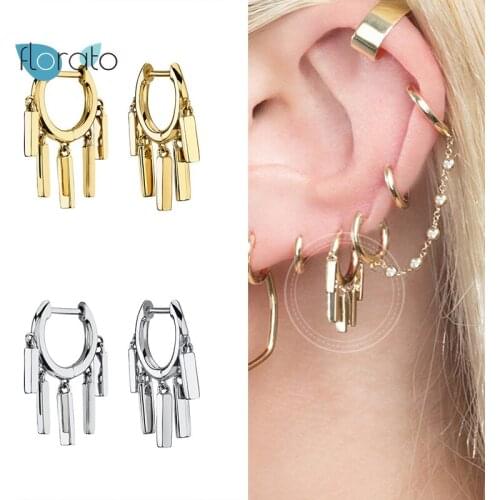 925 Silver Ear Buckle Rock Punk Metal Pendant Hoop Earrings for Women Circle Gold Silver Color Earrings Fashion Jewelry Gifts