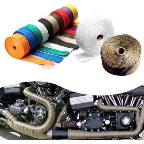 5M Roll Fiberglass Heat Shield Motorcycle Exhaust Thermal Tape Header Pipe Heat Wrap Tape Thermal Protection with Stainless Ties
