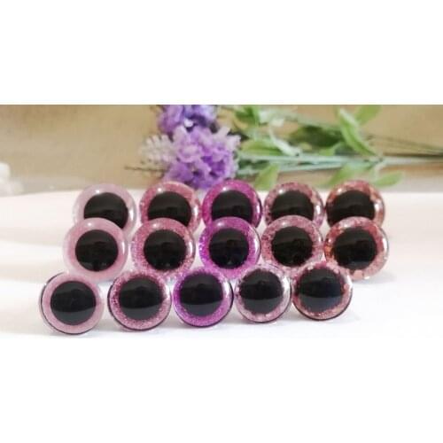 30pcs/lot- 16mm/20mm/24mm Trapezoidal eyes plastic round clear safety toy eyes + pink series glitter Nonwovens + white washer