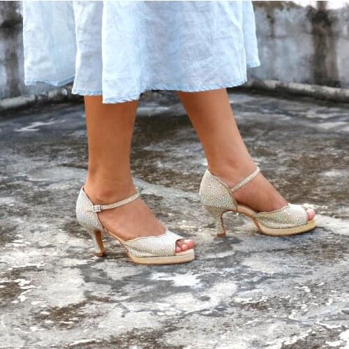 Samisoler Rhinestone ballroom dance shoes women Salsa dance shoes women Professional tango Latin Shoes style high heels