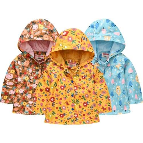 Spring Hoodies Rain Coats For Girls Cartoon Flower Casual Kids Hooded Sweatshirt Birthday Present Toddler Children Clothing