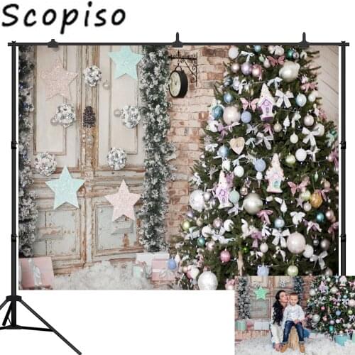 Scopiso Winter Snow Christmas Trees Gifts Scene Photography Backgrounds Vinyl Custom Photographic Backdrops