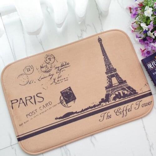 Retro Vintage French Paris Tower Postcard Doormat Rug Stylish Old France Postcord Rubber Door Mat for Shower Bathroom Chic Decor