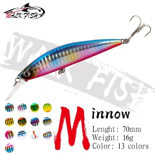WALK FISH 70MM 16G Minnow Sinking Fishing Lures Japanese Design Swimbait Wobbler Artificial Hard Bait Pencil Fishing Tackle