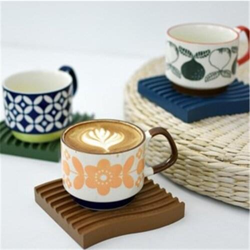 Japanese Hand Painted Mug Cute Water Cup With Underglaze Flowers Illustration Coffee Cup Doodle Style Milk Cup