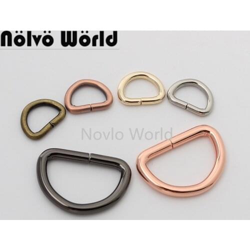 10-50 pieces 2 sizes 7 colors 2.0 3.0mm wire 3/8'' 3/4'' red copper color d ring for backpack opened d buckles purse accessories