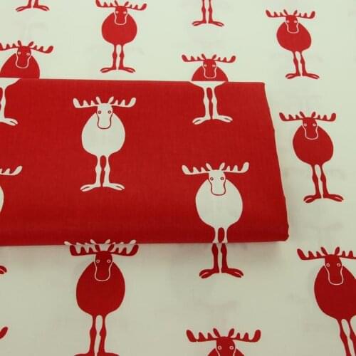 100% cotton twill textile white red cartoon Christmas elk fabrics for DIY bedding handwork tablecloth patchwork craft decoration